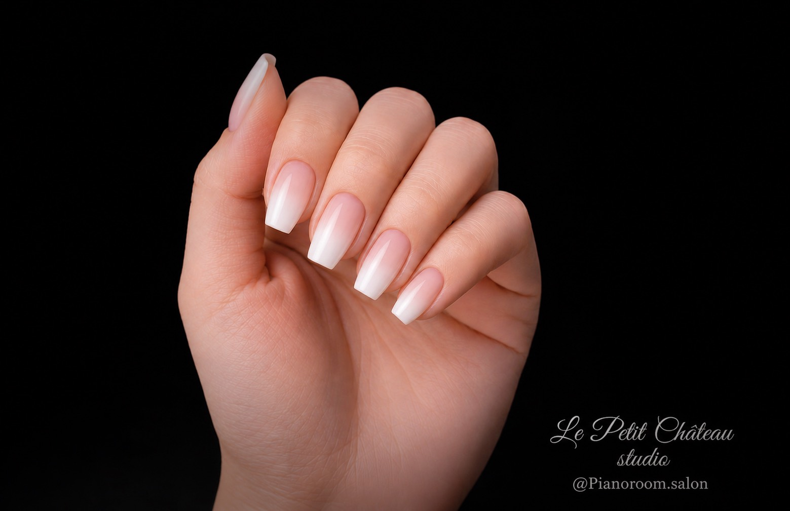 Soft French ombre nail set, a frequently requested studio style
